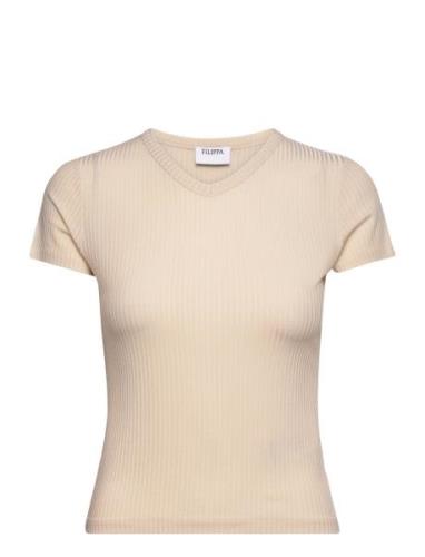 High V Neck Tee Beige Filippa K