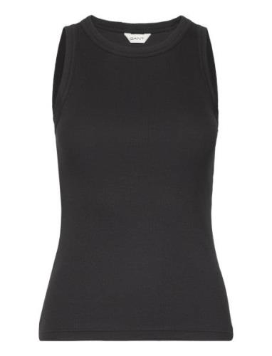 High Neck Rib Tank Top Black GANT