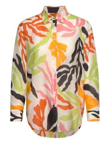 Rel Palm Print Cot Silk Shirt Patterned GANT