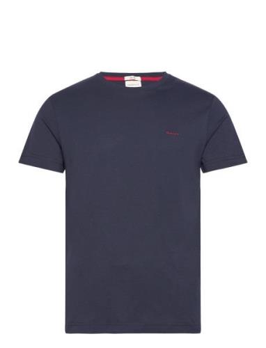 Contrast Logo Ss T-Shirt Blue GANT