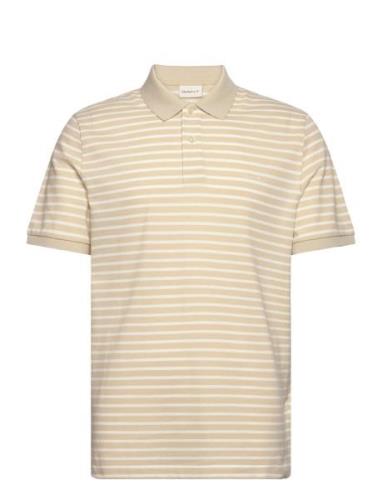 Striped Ss Pique Polo Beige GANT