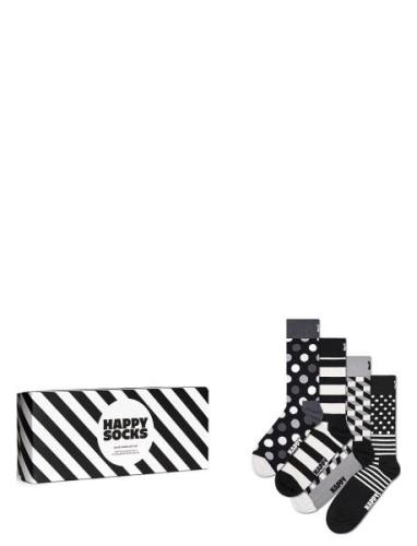 4-Pack Classic Black & White Socks Gift Set Black Happy Socks