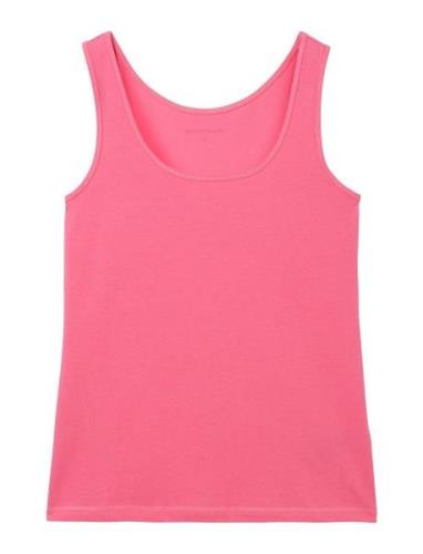 T-Shirt Top Wide Crew Neck Pink Tom Tailor