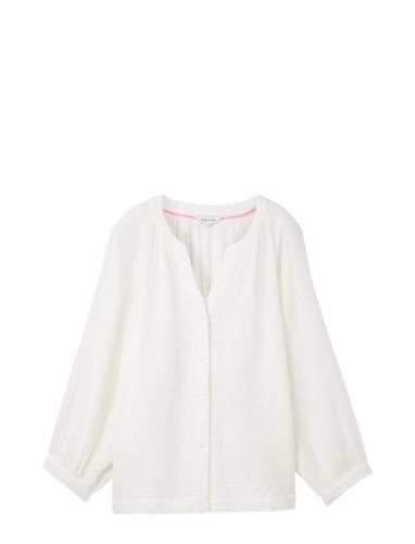 Crinkle Structure Blouse White Tom Tailor