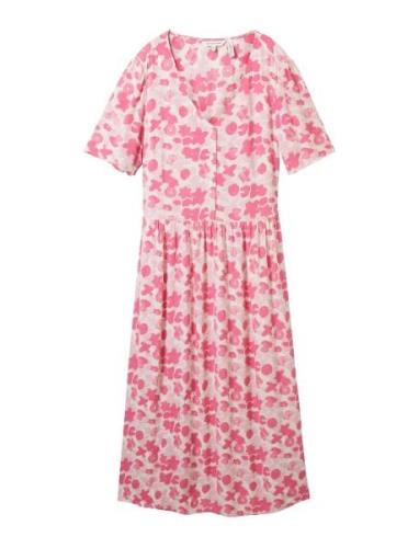 Printed Dress With Belt Pink Tom Tailor