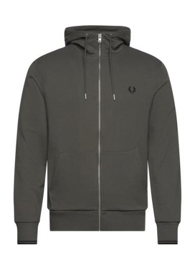 Hooded Zip Sweatshirt Green Fred Perry