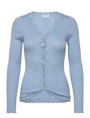 Silk Cardigan W/ Lace Blue Rosemunde