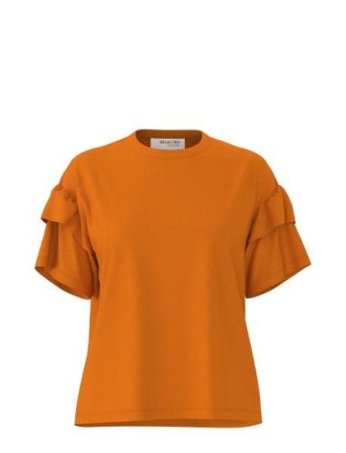 Slfrylie Ss Florence Tee M Noos Orange Selected Femme