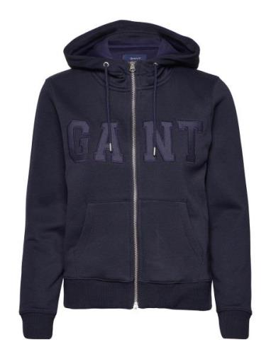 D2. Gant Logo Zip Hoodie Navy GANT