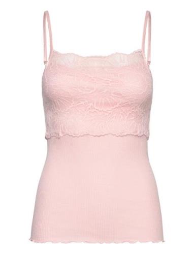 Silk Strap Top W/ Lace Pink Rosemunde