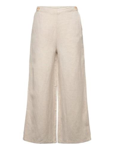 Linen Trousers With Buttons Beige Mango