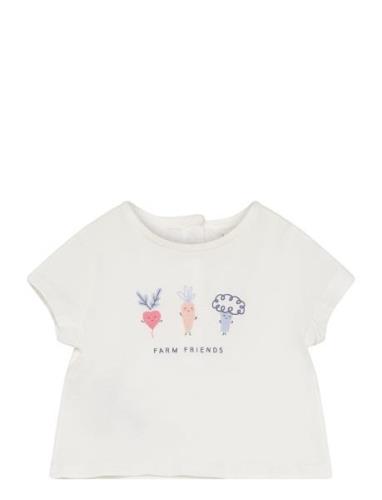 Printed Cotton-Blend T-Shirt White Mango