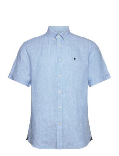 Douglas Linen Ss Shirt-Classic Fit Blue Morris