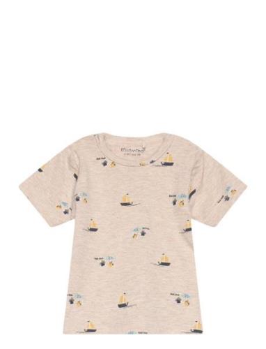 T-Shirt Ss Aop Beige Minymo