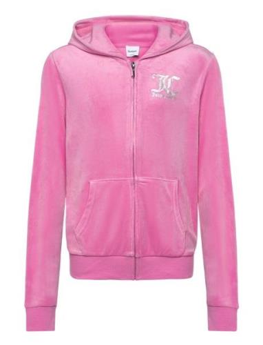 Juicy Velour Zip Through Hoodie Pink Juicy Couture