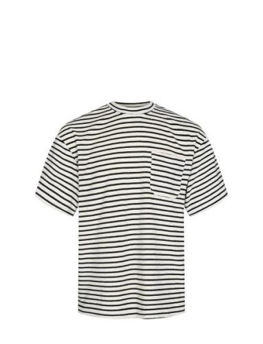 Akholger Frotte Stripe Tee Navy Anerkjendt