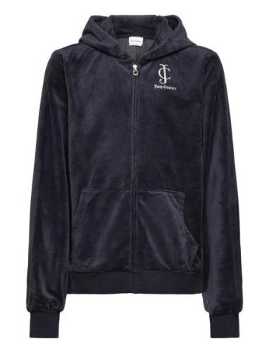 Juicy Velour Zip Through Hoodie Navy Juicy Couture