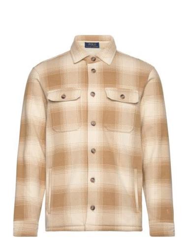 Plaid Fleece Shirt Jacket Beige Polo Ralph Lauren