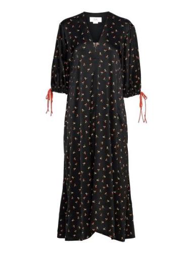 Puff Sleeve Maxi Dress Black Victoria Beckham