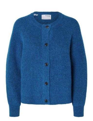 Slflulu Ls Knit Short Cardigan Noos Blue Selected Femme