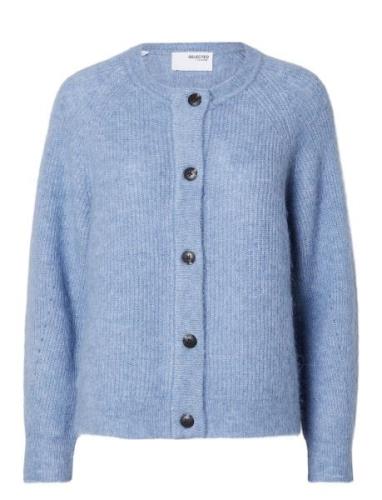 Slflulu Ls Knit Short Cardigan Noos Blue Selected Femme