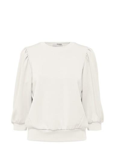 Slftenny 3/4 Sweat Top Noos White Selected Femme