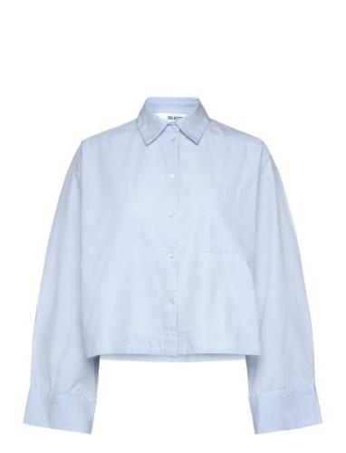 Slfastha Ls Cropped Boxy Shirt B Blue Selected Femme