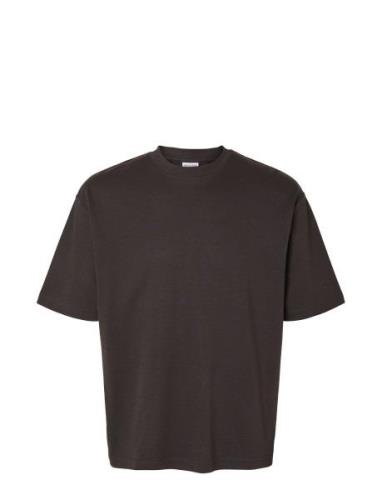 Slhlooseoscar Ss O-Neck Tee Noos Brown Selected Homme