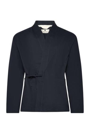 Akjesper Kimono Overshirt Navy Anerkjendt