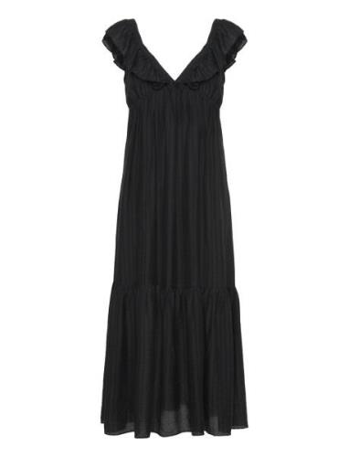 Textured Ruffled Dress Black Mango