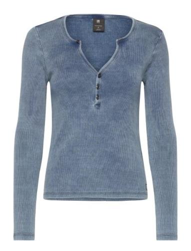 Deep V Indigo Henley Slim L\S Wmn Blue G-Star RAW