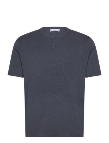 Cotton Blend Knitted T-Shirt Navy Mango