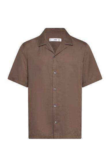 Regular-Fit Shirt With Bowling Neck Brown Mango