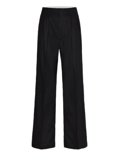 Contrast-Trim Pleated Trousers Black Mango