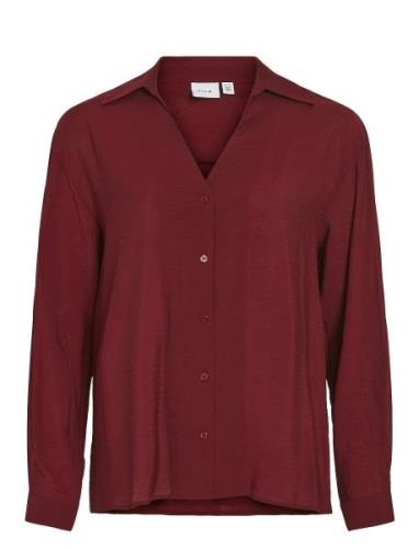 Vidomira V-Neck L/S Shirt - Noos Red Vila