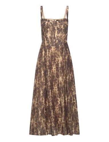 Lilah Corset Midi Dress Brown Bardot