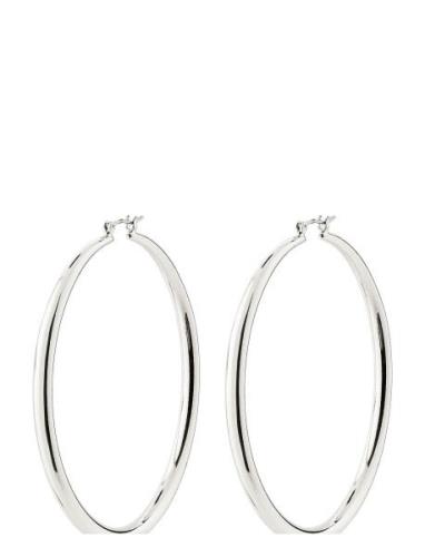 Priya Recycled Large Hoop Earrings Silver Pilgrim