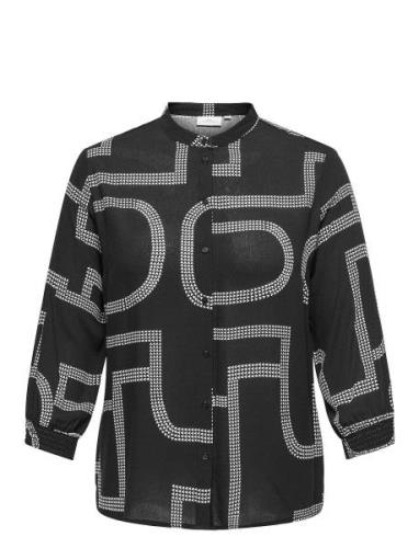 Carmatte Life 3/4 O-Neck Shirt Aop Black ONLY Carmakoma