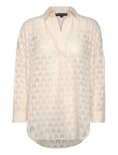 Geo Burnout Popover Shirt Beige French Connection