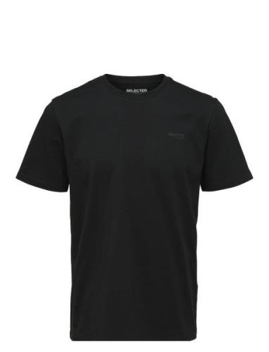 Slhaspen Logo Ss O-Neck Tee Noos Black Selected Homme