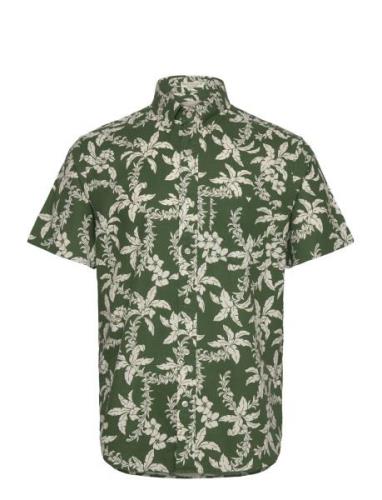 Reg Cotton Linen Palm Ss Shirt Green GANT