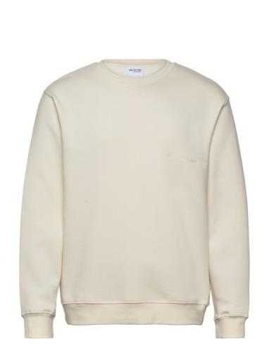 Slhhankie Mid Logo Crew Neck Sweat Ex Cream Selected Homme