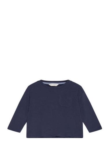 Long Sleeve Cotton T-Shirt Navy Mango