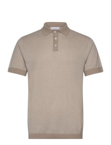 Knitted Polo S/S Contrast Beige Lindbergh