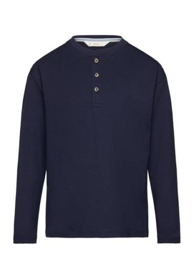 Long Sleeve Cotton T-Shirt Navy Mango