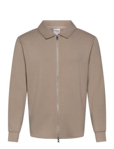 Slhemanuel Soft Full Zip Sweat Noos Beige Selected Homme