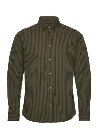 Kristian Stripe Poplin Shirt Green Les Deux