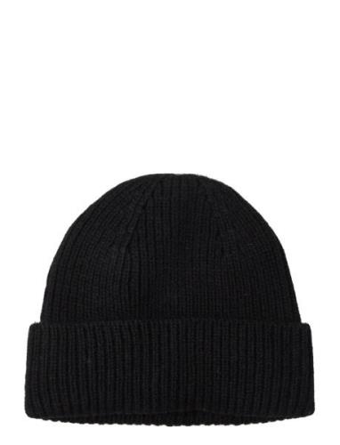 Short Rib Fold Cap Black Davida Cashmere