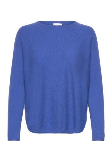 Curved Sweater Blue Davida Cashmere