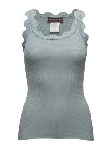 Silk Top W/ Lace Blue Rosemunde